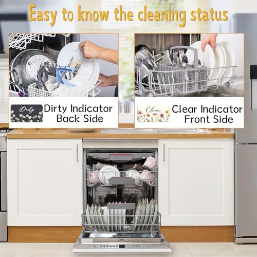Flower Clean Dirty Magnet for Dishwasher | Double-Sided Design