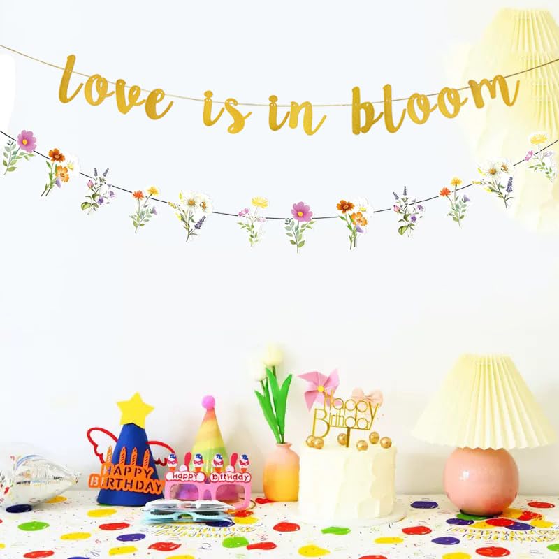 KUNGOON Love is in Bloom Banner with Floral Garland - Wedding Decoration