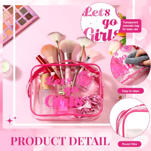 Let's Go Girls Bachelorette Makeup Bags, 9 Pcs Clear PVC Bridesmaid Gifts