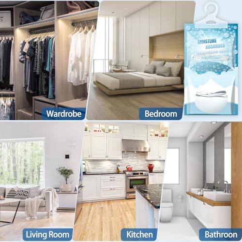 Corodo 5 Pack Hanging Moisture Absorber Bags - Dehumidifier for Closet & Bathroom