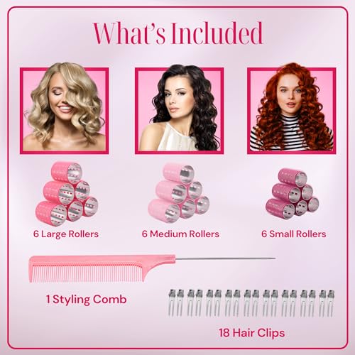 Large Multi-Colored Thermal Hair Rollers Set - 37pc with Clips & Comb