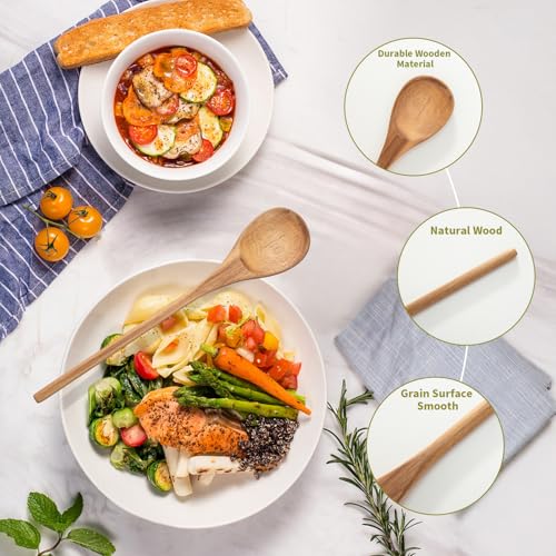 MZROO 12.5-Inch Wooden Cooking Spoon - Durable Acacia Wood Mixing Spoon