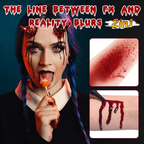 Fake Blood Spray for Halloween - 2 Pack, Washable, Realistic Dripping & Spatter Effects