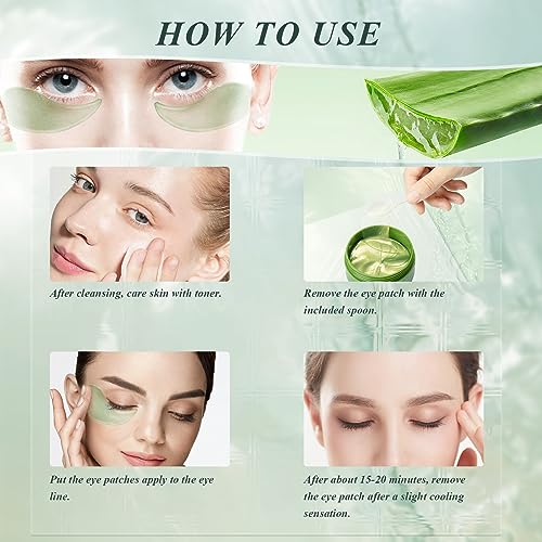 60 PCS Aloe Vera Under Eye Patches for Dark Circles & Puffiness