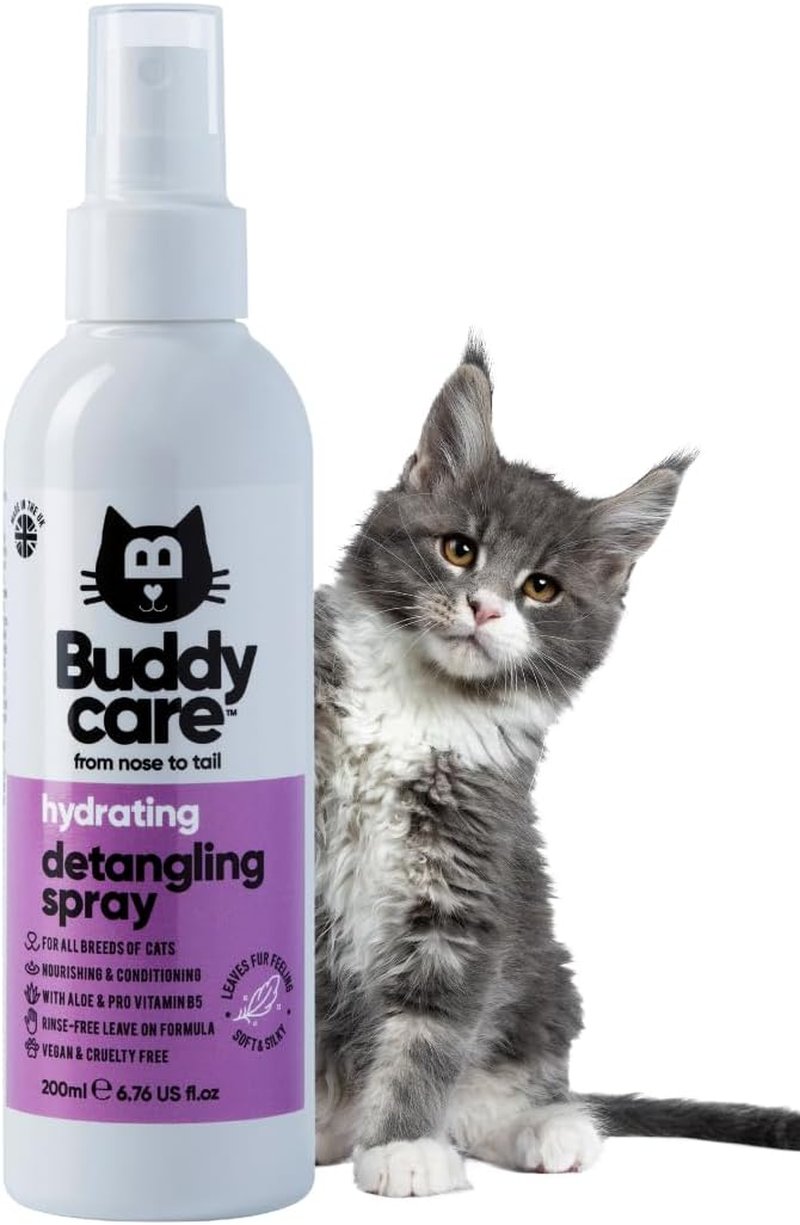 Buddycare Detangling Spray for Cats - Effective Matted Fur Remover & Coat Conditioner | Smooth & Shiny Finish