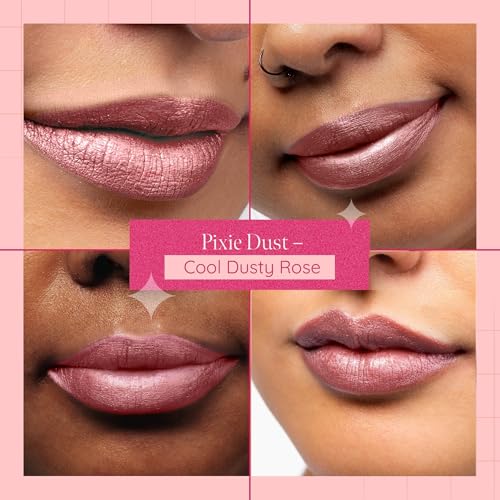 Aromi Pixie Dust Metallic Liquid Lipstick - Dusty Rose Color