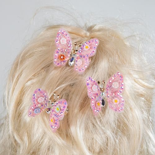 Cartanfill 6-Pack Embroidered Butterfly Hair Clips Set for Girls - Multi-Color, Stylish Hair Accessories (Variation C)