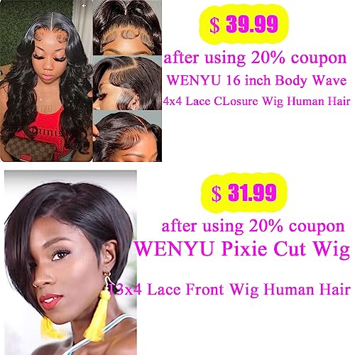 WENYU 6 Inch Afro Puff Drawstring Ponytail Extension - Human Hair, Natural Color