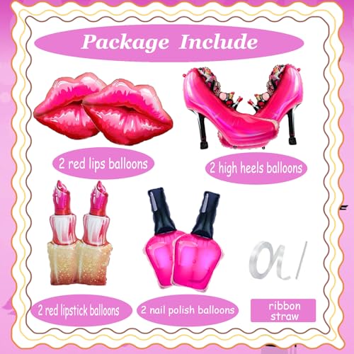 8-Piece Hot Pink Balloon Kit for Bachelorette and Makeup Parties