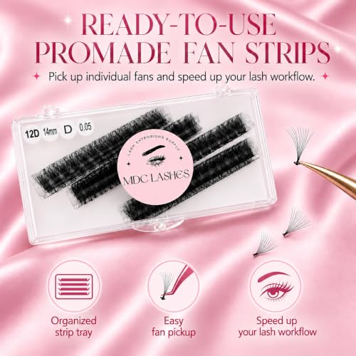 MDC LASHES 6D-0.07C Promade Lash Extensions Box of 1000 - 16mm