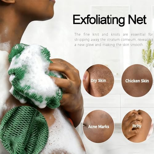 Authentic African Net Sponge Set - Exfoliating Bath Scrubber for All Skin Types