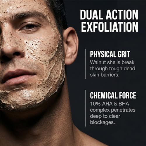 Men's Ingrown Hair & Face Scrub with AHA BHA & Walnut Shell Exfoliator