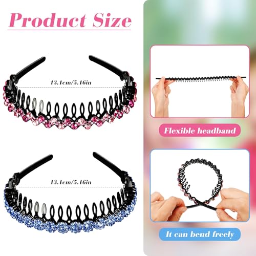 Syhood 8 Rhinestone Headbands for Women - 2 Flower Styles