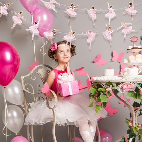 Ballerina Dancer Banner Garland - 2 Pcs Pink Ballet Decor