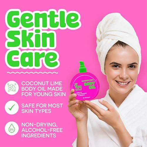 BeYoutiful Coconut Lime Body Oil for Kids & Teens - Hydrating Glow Oil, 8 oz
