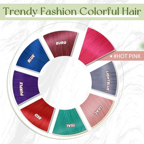 RUNATURE Hot Pink Tape-In Hair Extensions, 12-Inch Remy Human Hair, 10pcs