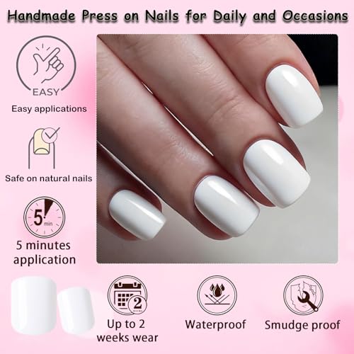 LoveOurHome White Short Square Press On Nails with Glue & Tabs - 168pc