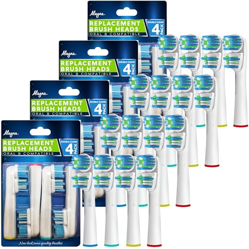 Alayna Double Head Replacement Brush Heads for Oral-B - Pack of 16, Compatible with All Oral-B Models