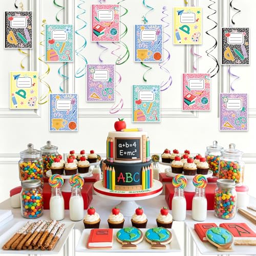 Back to School Swirl Decorations - 30 Colorful Hanging Streamers