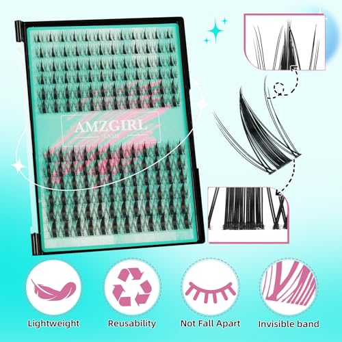 AMZGIRL Manga Lash Clusters with Spikes 144Pcs Maple Leaf- C-8-18mm, Anime Flutter Lashes