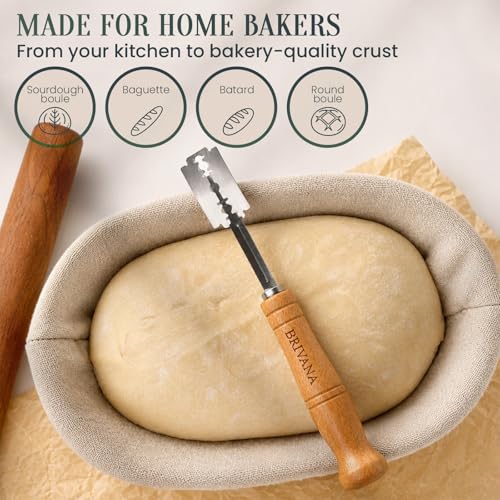 Bread Lame Sourdough Scoring Tool Set with Beech Wood Handle