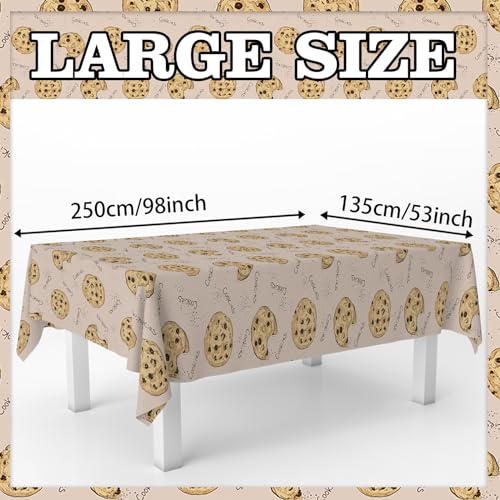 Chocolate Chip Cookie Tablecloth - 53x98 Inch Rectangle for Parties
