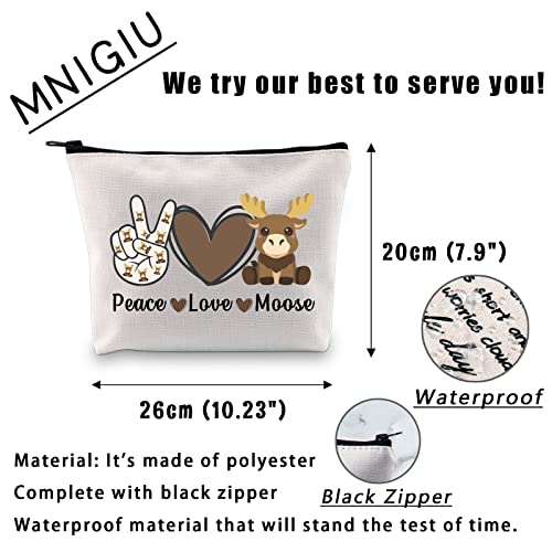 Peace Love Moose Cosmetic Bag - Funny Moose Gift for Makeup Lovers