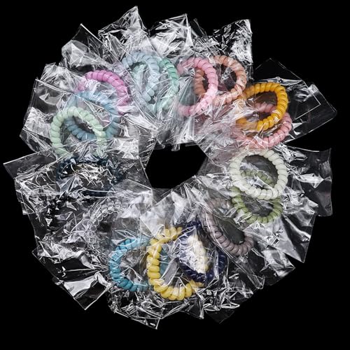 72-Piece Colorful Spiral Hair Ties, No-Damage Coil Ponytail Holders