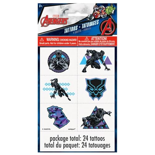 Black Panther Temporary Tattoos Pack of 24 - Vibrant Designs for Events