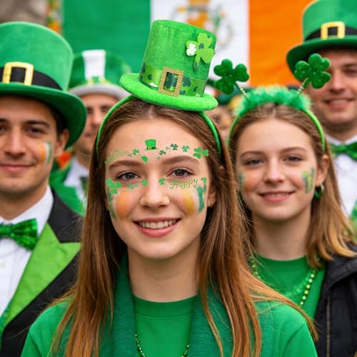St. Patrick's Day Leprechaun Hat Headband with Sequin Shamrock