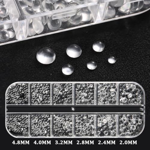 Clear Bubble Beads for Nail Art - 12 Grids with 6 Sizes