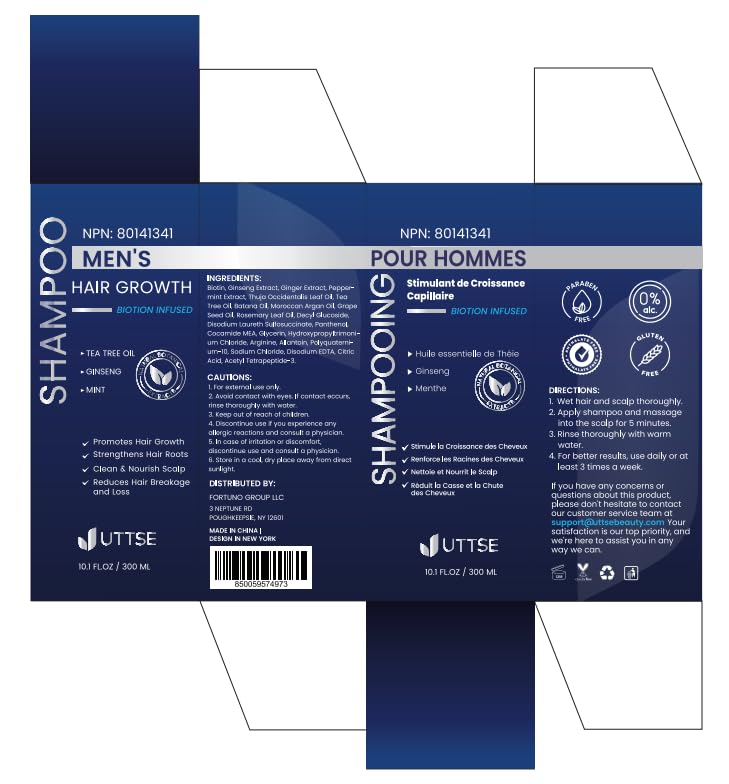 Biotin Hair Growth Shampoo for Men - Natural Thickening with Tea Tree Oil & Ginseng | 10.1 fl. oz, Dark Blue