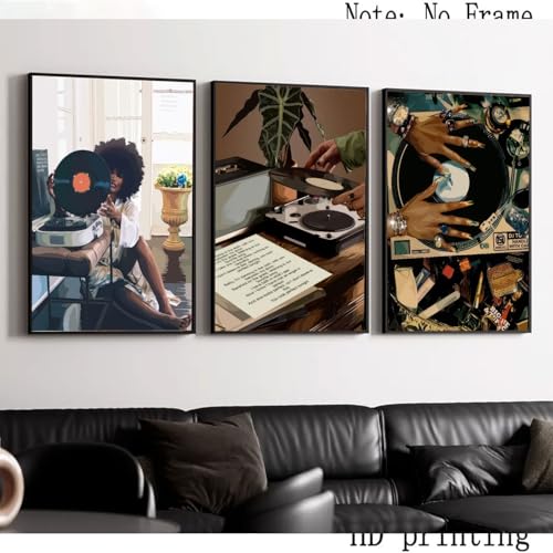Funky Black Girl Poster - African American Canvas Wall Art 12x16in