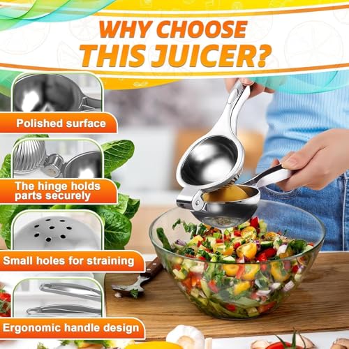 Stainless Steel Lemon Squeezer - 8.3 Inch Manual Citrus Juicer