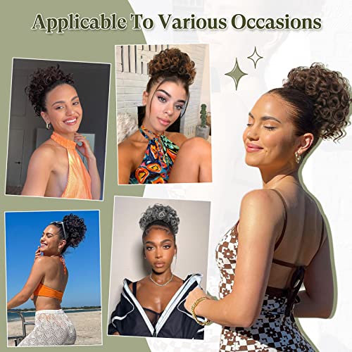 Oseti Black Messy Curly Hair Bun Extension for Women - Clip-On Ponytail