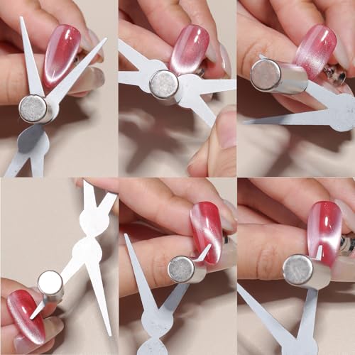 Fcozpjk 8PCS Cat Eye Nail Art Magnet Tool Set with Clips
