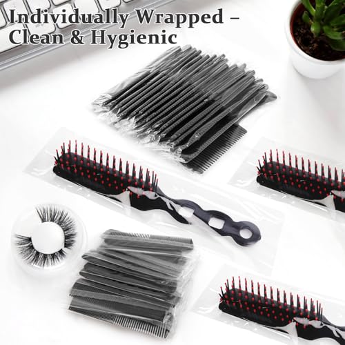 60 Pack Bulk Hair Brushes and Combs Set | Individually Wrapped for Donations & Travel