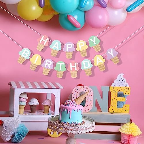 Ice Cream Birthday Banner - Happy Birthday Party Decoration