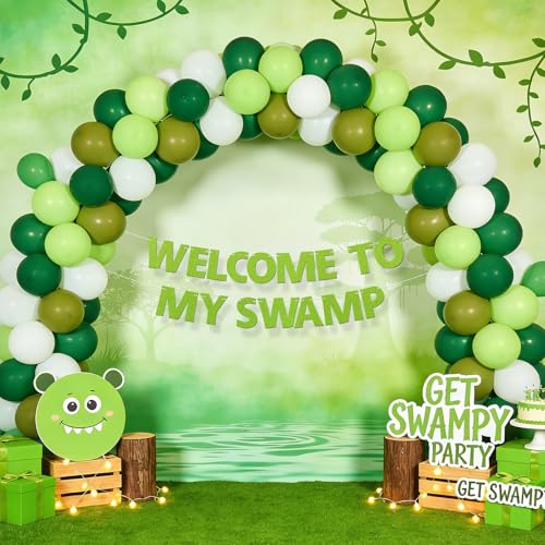Welcome to My Swamp Banner - Green Glitter Party Decoration