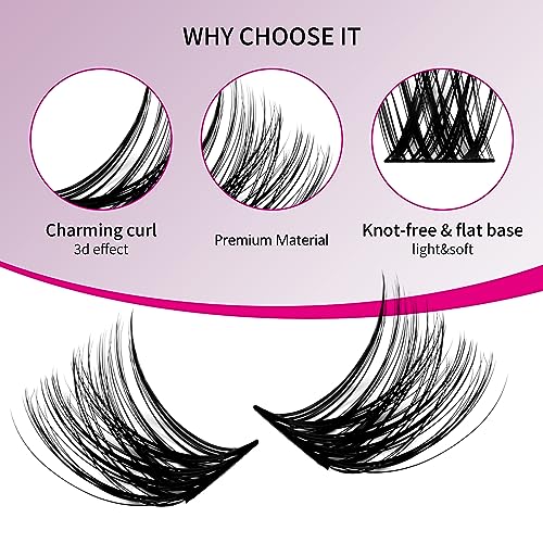 FADLASH Lash Clusters 96pcs 12-18mm DIY Reusable Wispy Eyelash Extensions, F2-07D-12-18Mix