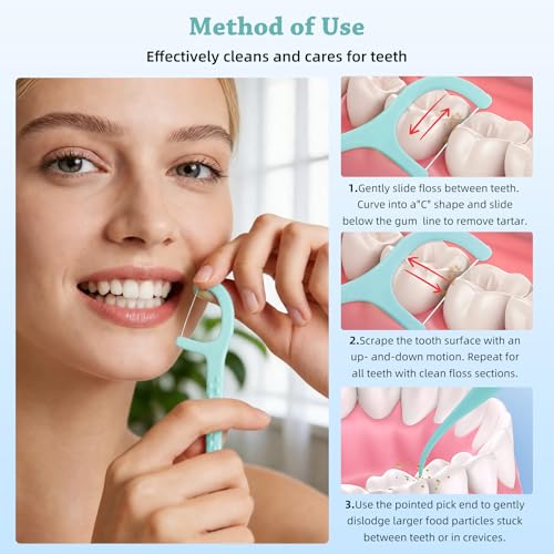 KSIA Unflavored Dental Floss Picks 480 Count with Portable Cases - Gentle Oral Cleaning
