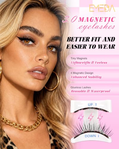 EMEDA Magnetic Eyelashes with Applicator — Reusable, No Glue