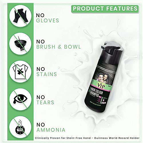 VIP 5-in-1 Hair Color Shampoo Black 180ml - Natural Hair Dye & Conditioner