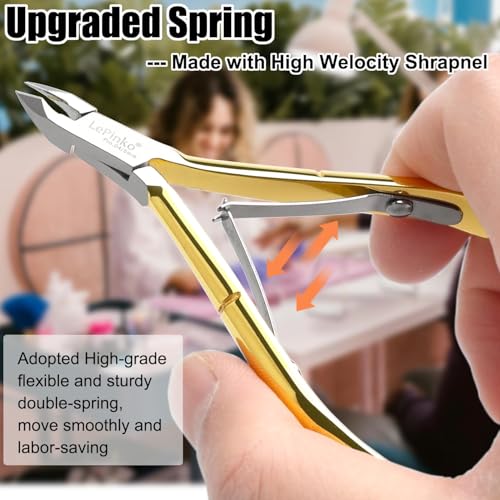 LePinko 4-Pack Cuticle Trimmer Kit, 5mm Jaw Professional Nail Nipper - Gold
