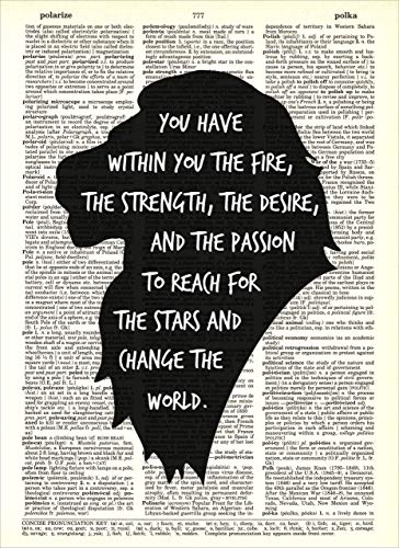 Inspirational Lion Quote Wall Art Print on Vintage Dictionary Page