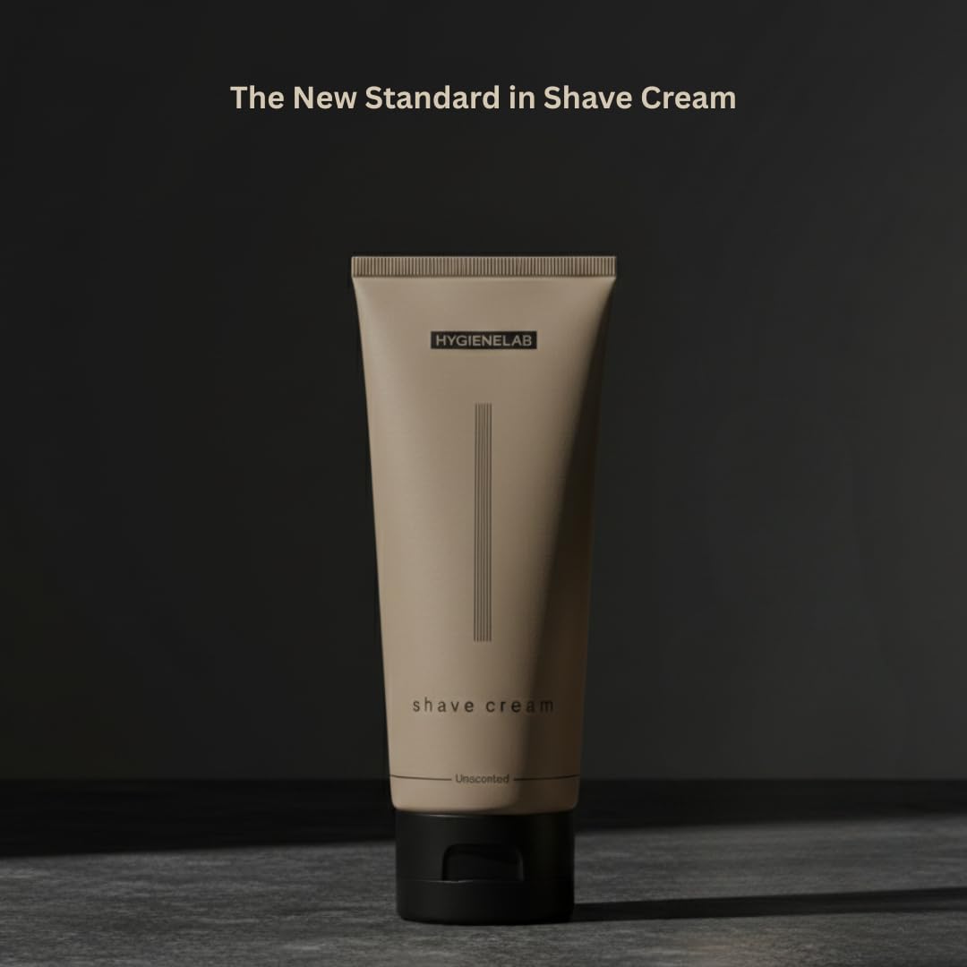 HygieneLab Shaving Cream - Fragrance-Free, Non-Toxic Formula with Aloe Vera & Shea Butter | 6.76 oz for Sensitive Skin