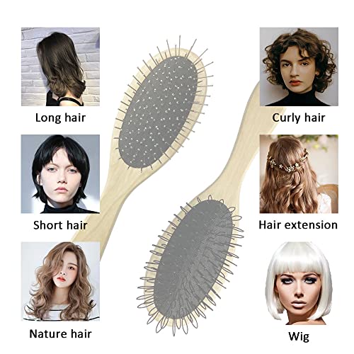 Amirce Wig Brush Set for Synthetic Hair - Detangling Wooden Comb