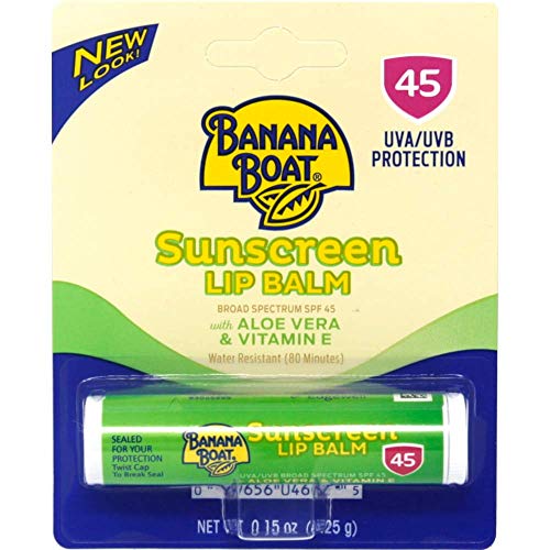 Banana Boat Aloe Vera Sunscreen Lip Balm SPF 45 - Pack of 6, 0.15 oz