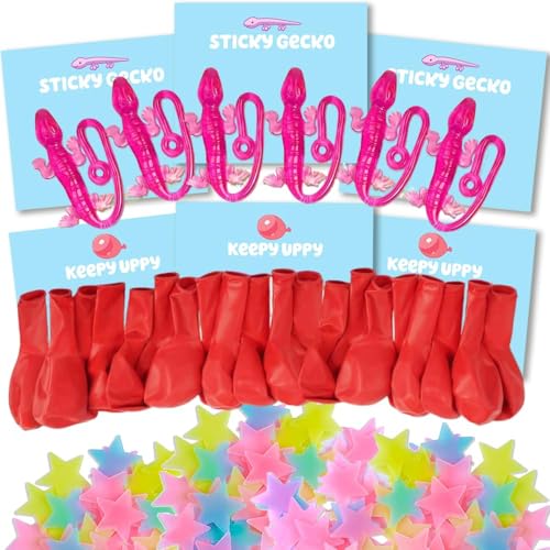 74 Pcs Blue Dog Party Favors Set - Sticky Geckos, Balloons & Stars