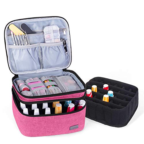 LUXJA Nail Polish Storage Case for 20 Bottles (15ml) - Pink